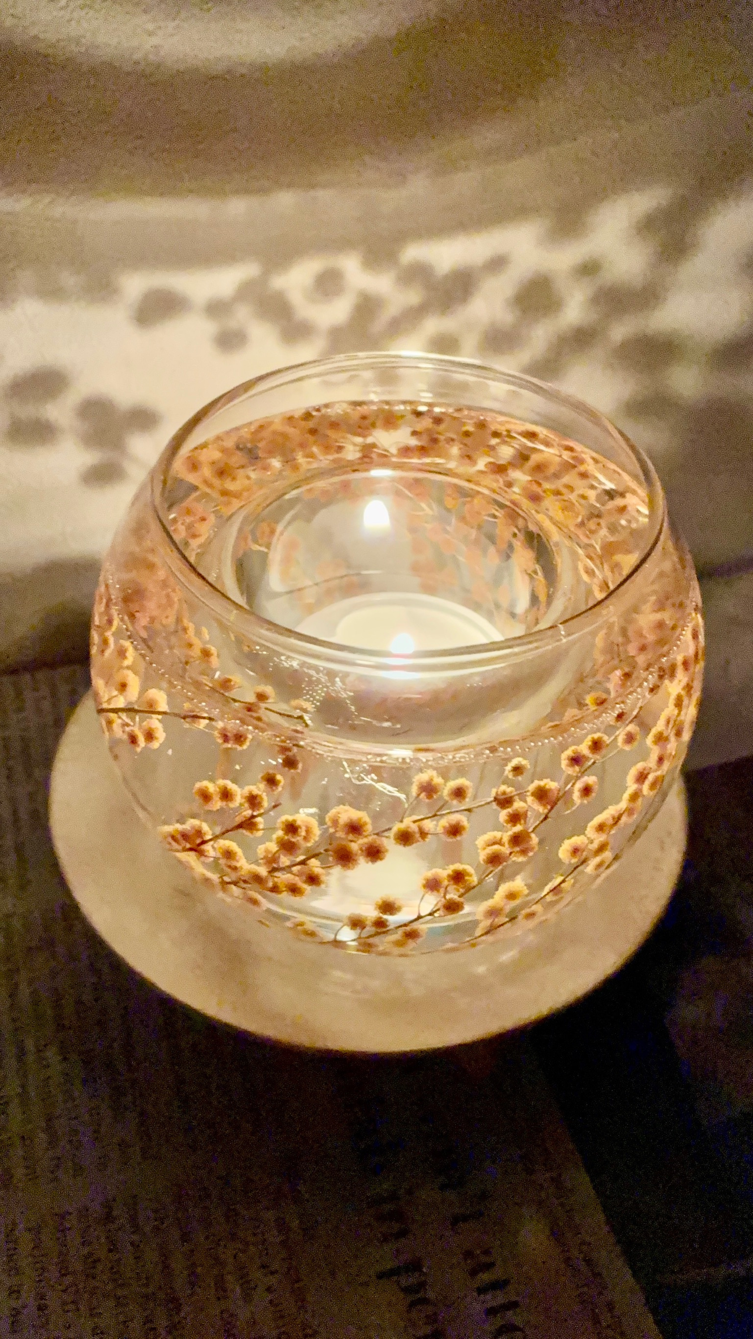 キャンドルホルダー　ミモザ丸型